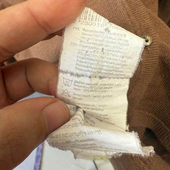 Camaieu France Womens Top Brown Cardigan Long Sleeve Button Size S (UK 3) - Picture 8 of 9